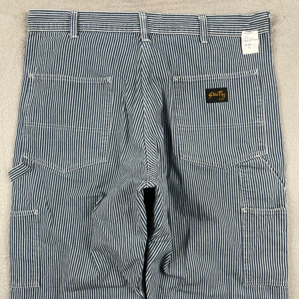 Stan Ray Carpenter Pants Mens 36x29 Blue Hickory Stripe Workwear USA Made READ